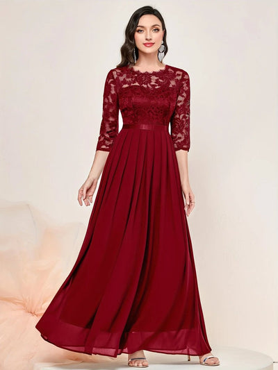 Katharina | Elegante dames maxi-avondjurk van kant en chiffon