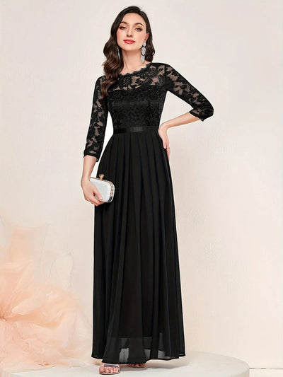 Katharina | Elegante dames maxi-avondjurk van kant en chiffon