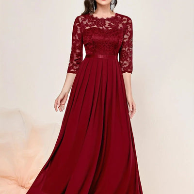 Katharina | Elegante dames maxi-avondjurk van kant en chiffon