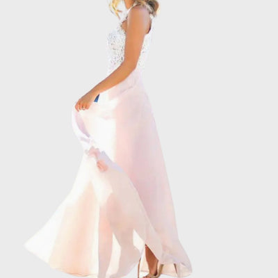 Nora | Dames avondjurk met kanten top en chiffon maxirok