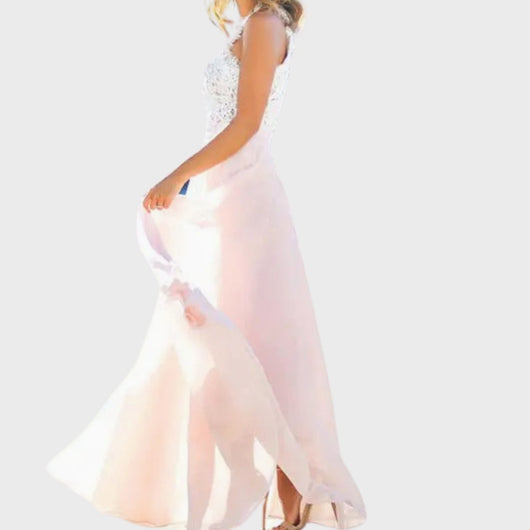 Nora | Dames avondjurk met kanten top en chiffon maxirok