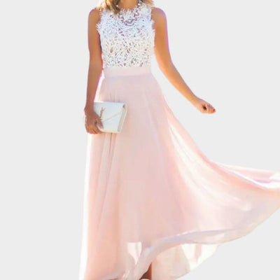 Nora | Dames avondjurk met kanten top en chiffon maxirok