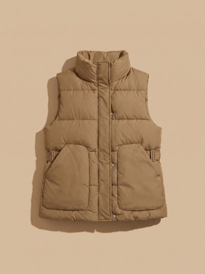 Marlene | Gewatteerde dames bodywarmer met hoge opstaande kraag en klepzakken