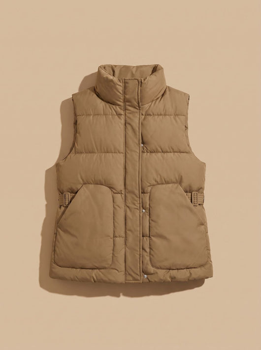 Marlene | Gewatteerde dames bodywarmer met hoge opstaande kraag en klepzakken