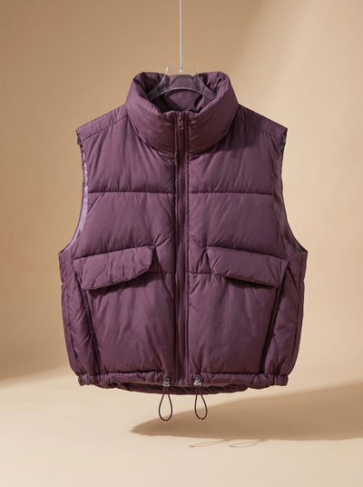 Sophie | Gewatteerde dames bodywarmer met opstaande kraag en koordzoom