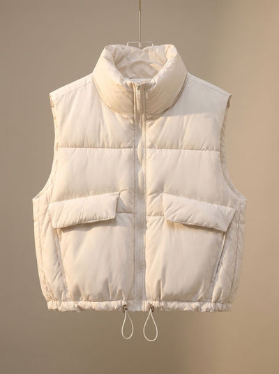 Sophie | Gewatteerde dames bodywarmer met opstaande kraag en koordzoom