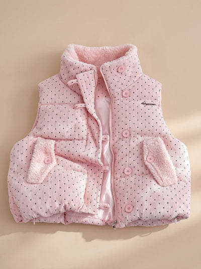 Marie | Gewatteerde dames bodywarmer met teddyvoering en stippen