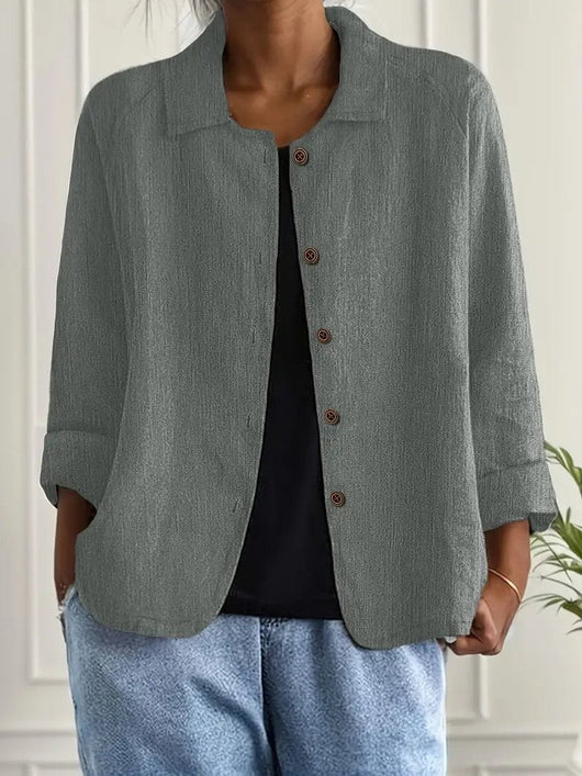 Marie | Licht dames blousevest van katoen-linnen met knopen