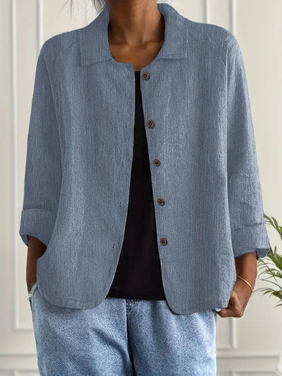 Marie | Licht dames blousevest van katoen-linnen met knopen