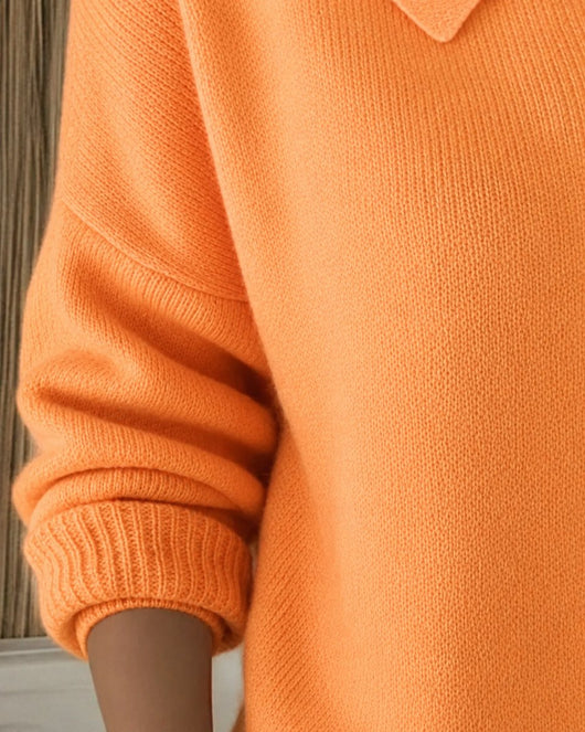 Nora | Dames gebreid vest met blousekraag, knoopsluiting en relaxed fit