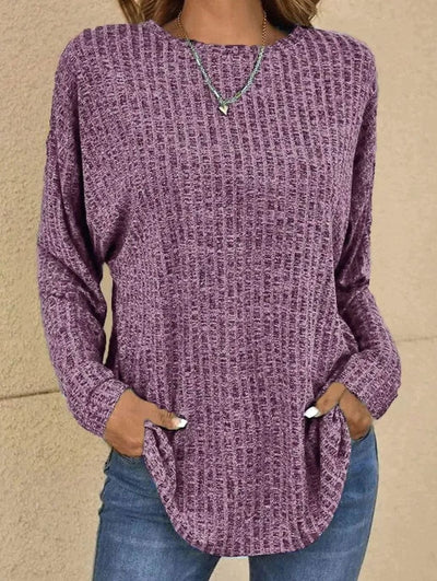 Mia | Oversized dames gebreide trui met wafeldessin en ronde hals