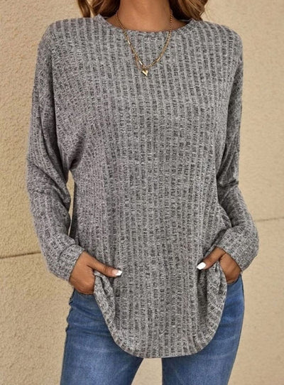 Mia | Oversized dames gebreide trui met wafeldessin en ronde hals