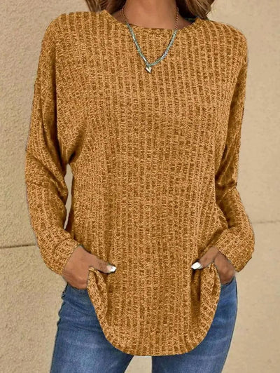 Mia | Oversized dames gebreide trui met wafeldessin en ronde hals