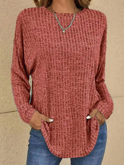 Mia | Oversized dames gebreide trui met wafeldessin en ronde hals