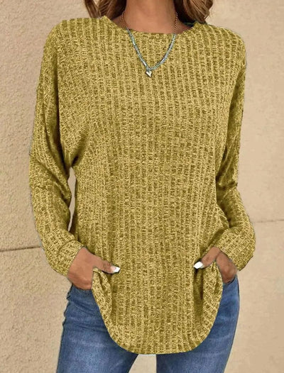 Mia | Oversized dames gebreide trui met wafeldessin en ronde hals