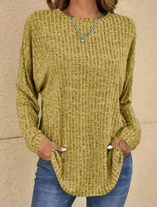 Mia | Oversized dames gebreide trui met wafeldessin en ronde hals