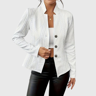 Lena | Dames getailleerde blazer met structuur, lange mouwen en knoopsluiting