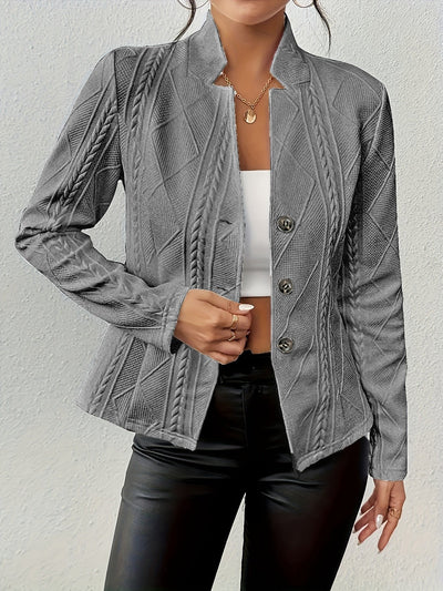 Lena | Dames getailleerde blazer met structuur, lange mouwen en knoopsluiting