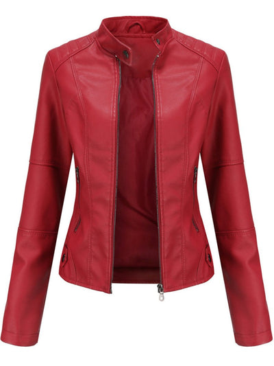 Annika | Getailleerd dames bikerjack van imitatieleer met rits