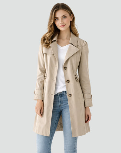 Nora | Klassieke getailleerde dames trenchcoat, halflang