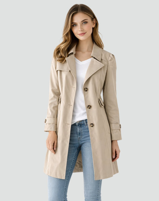 Nora | Klassieke getailleerde dames trenchcoat, halflang
