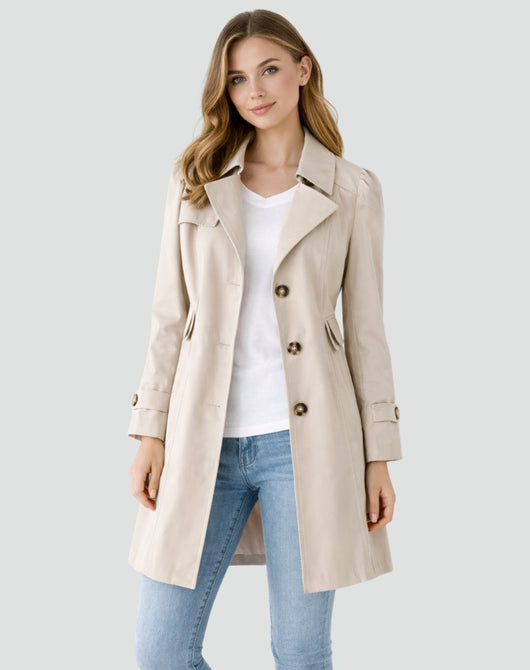 Nora | Klassieke getailleerde dames trenchcoat, halflang