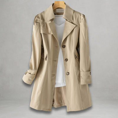 Katharina | Elegante dames trenchcoat met enkele knoopsluiting, katoen-nylon