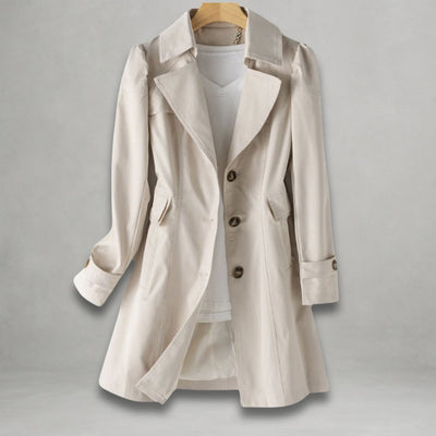 Katharina | Elegante dames trenchcoat met enkele knoopsluiting, katoen-nylon