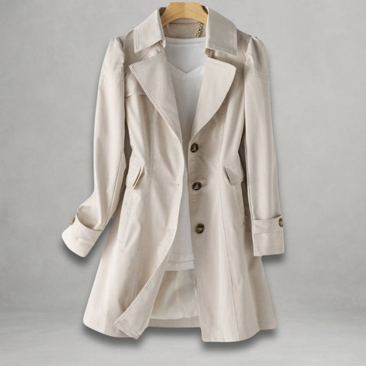 Katharina | Elegante dames trenchcoat met enkele knoopsluiting, katoen-nylon