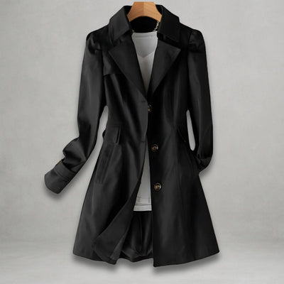 Katharina | Elegante dames trenchcoat met enkele knoopsluiting, katoen-nylon