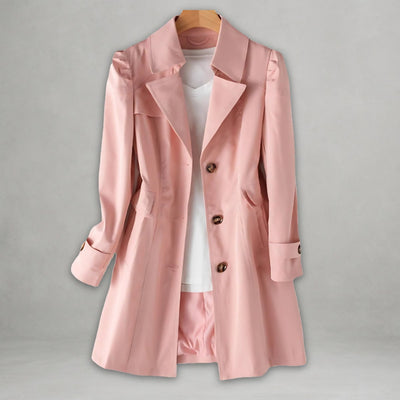 Katharina | Elegante dames trenchcoat met enkele knoopsluiting, katoen-nylon