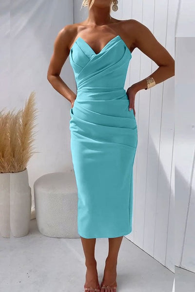 Marie | Strapless figuurvolgende dames cocktail midi-jurk