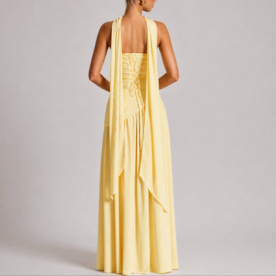 Charlotte | Strapless dames maxi-avondjurk met sjaaldetail voor bruiloftsgasten