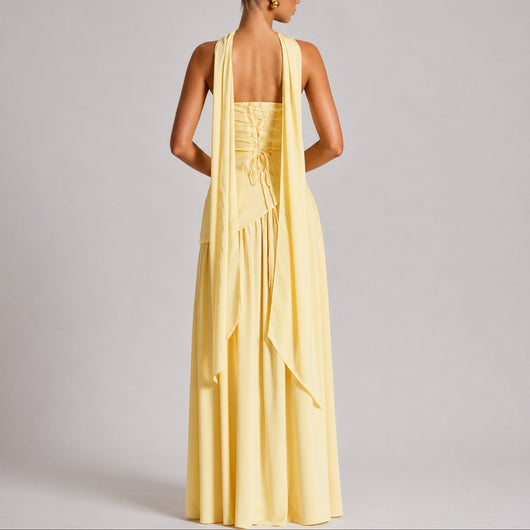 Charlotte | Strapless dames maxi-avondjurk met sjaaldetail voor bruiloftsgasten