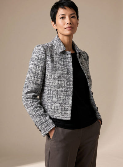 Frieda | Tweedelige dames tweedset met blazer en wijde broek