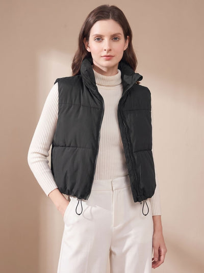 Annika | Ultralichte korte gewatteerde dames bodywarmer met opstaande kraag