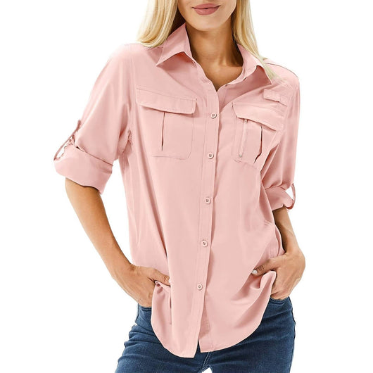 Sophie | Dames safari wandelblouse met UPF 50, lange mouwen en opstroopbare mouwen