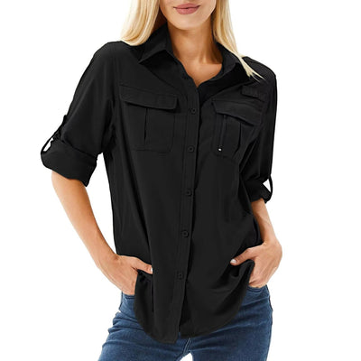 Sophie | Dames safari wandelblouse met UPF 50, lange mouwen en opstroopbare mouwen