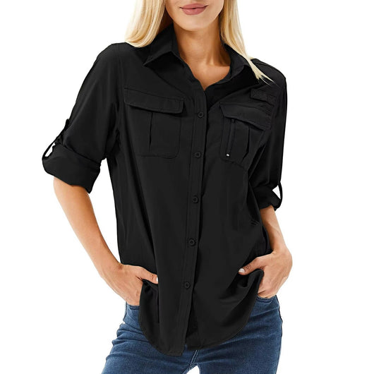 Sophie | Dames safari wandelblouse met UPF 50, lange mouwen en opstroopbare mouwen