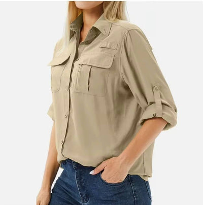 Sophie | Dames safari wandelblouse met UPF 50, lange mouwen en opstroopbare mouwen