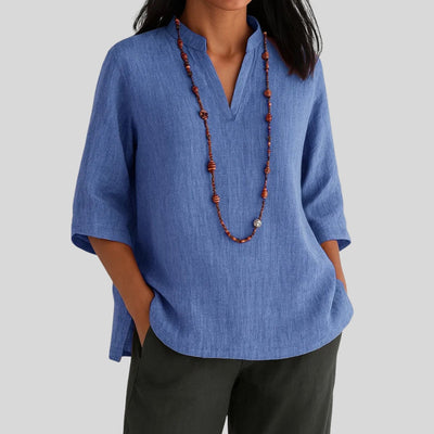 Leonie | Dames tuniek met V-hals, driekwartmouwen en relaxed fit