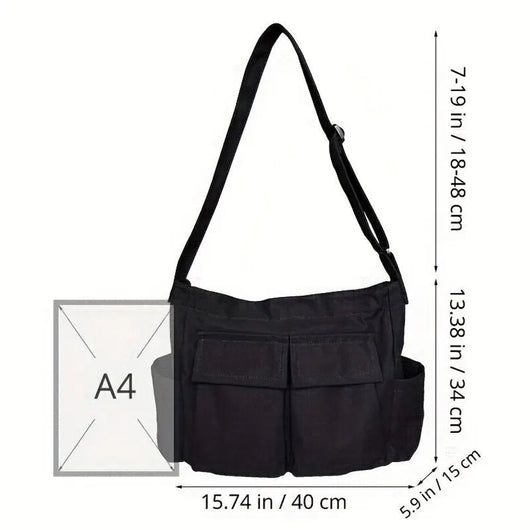 Emilia | Grote dames canvas shopper in vintagelook met zijzakken