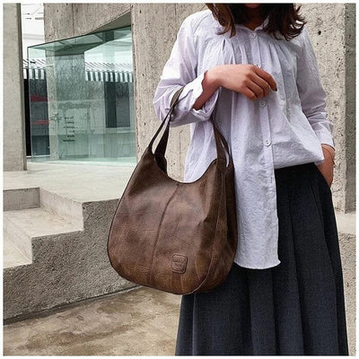 Lena | Dames vintage schoudertas van kunstleer in hobostijl