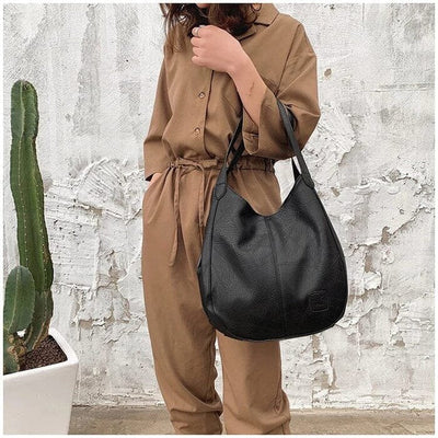 Lena | Dames vintage schoudertas van kunstleer in hobostijl