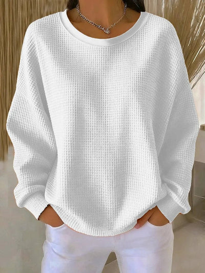 Mia | Oversized dames wafeltrui met lange mouwen en ronde hals