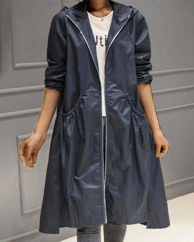 Charlotte | Lange waterafstotende dames trenchcoat met capuchon