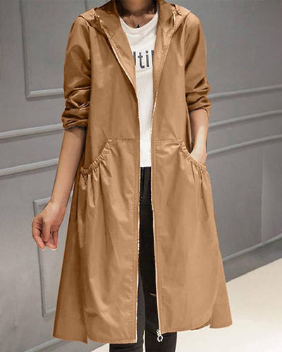 Charlotte | Lange waterafstotende dames trenchcoat met capuchon
