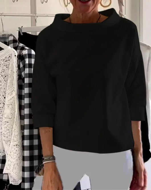 Amelie | Dames casual top met watervalhals en driekwartmouwen