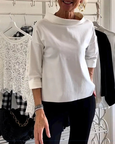 Amelie | Dames casual top met watervalhals en driekwartmouwen