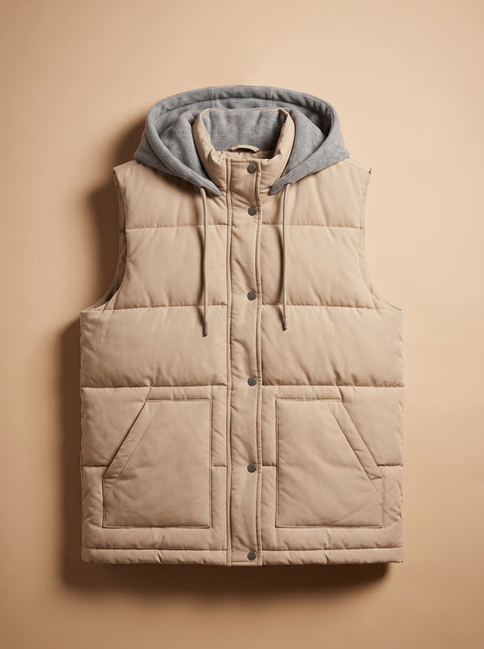 Charlotte | Gewatteerde dames bodywarmer met contrastcapuchon en drukknopen